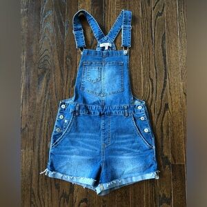 Love Tree Denim Women’s M Medium Vintage Wash Raw Cuffed Hem Denim/Jean Overalls